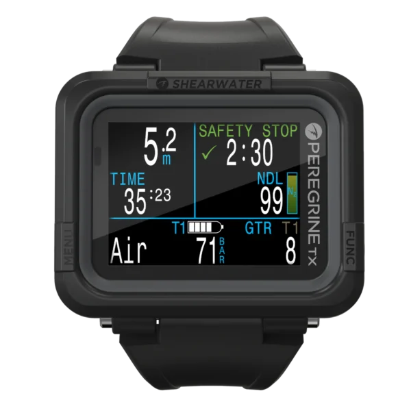 PeregrineTX-Air-Safety-Stop-Black-Strap-EN Shearwater Peregrine TX Dive Computer