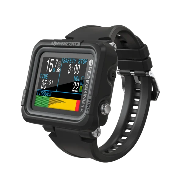Peregrine_TX_Left_ISO-Tissues-Compass-Black-Strap-EN Shearwater Peregrine TX Dive Computer